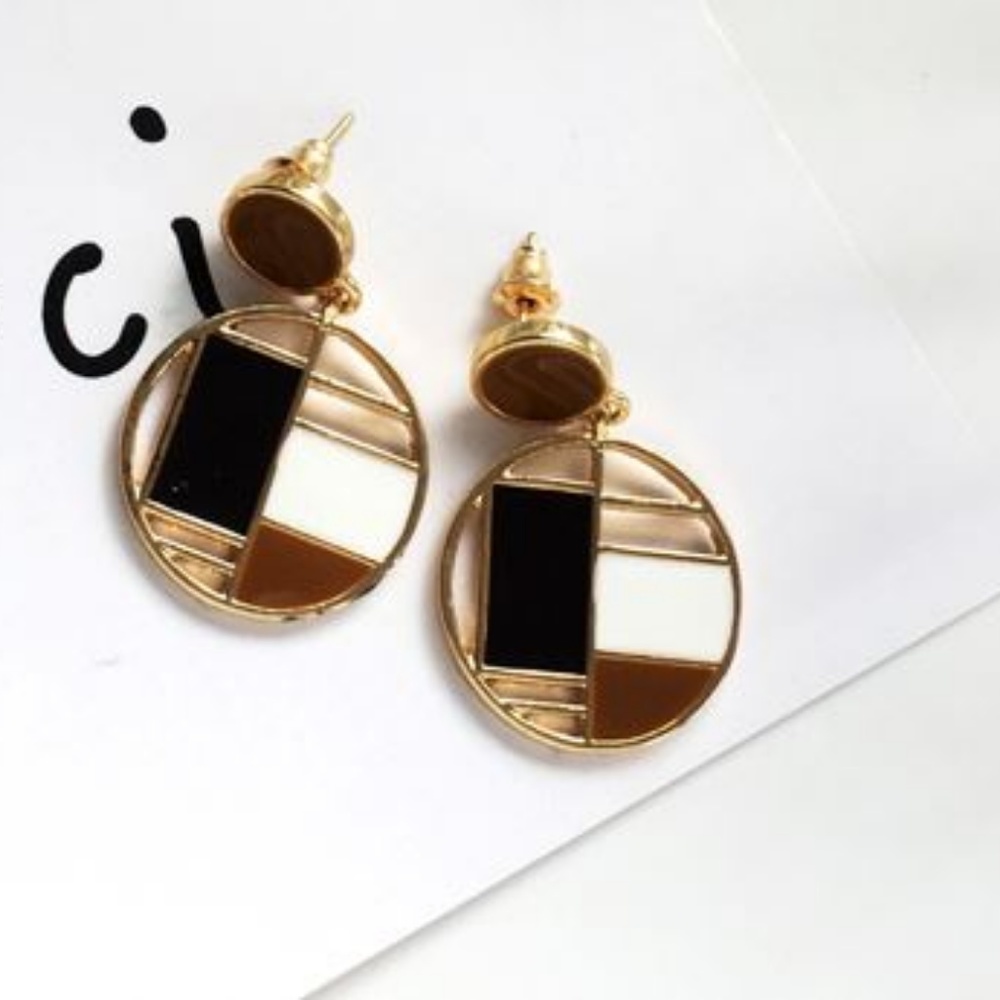 3 For $20/ Geometric Pattern Color Block Earrings - Picture 2 of 3